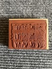 Basket Rubber Stamp Vintage Wood Block Ink Picnic