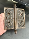 Pair 2 Antique 1870 Steeple Tip 5 X 5 Brass Plated Cast Iron Entrance Door Hinge