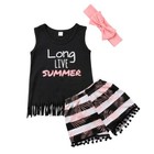 3pcs Toddler Kids Baby Girls Summer Outfit T-shirt Tops shorts Pants Clothes Set