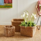 Seagrass Square Baskets With Cuffs  Set Of 3 Natural