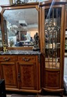 Antique Louis Xv Breakfront Curio Cabinet Bar oak gold Ormolu cut Glass veneers