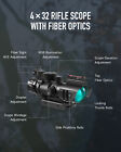 Pinty 4x32 Tactical Rifle Scope Gun Scope W Fiber Sight Tri-illuminated Reticle