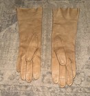 Vtg Grandoe Tan Beige Soapable Leather Mid Length Gloves Womens Size 7