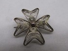 Vintage Sterling Silver Spun Metal Style Filigree Maltese Cross Brooch 1 1 8 624