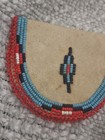 Vtg 1960s Native American Coin Purse Hand Beaded Leather Pouch  