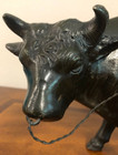 Antique Bronze Bull Cow With Boy Playing Flute Heavy Statue Almost 10 Pounds