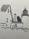 Original Pen   Ink Drawing 1953 Signed   Dated    lighthouse    B w Artwork Study