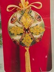 New 1972 Walco Green Gold Satin Sequins Beaded Maltese Christmas Ornament Kit   
