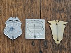  3 Vintage Obsolete Security Guard Badges - Globe Interstate   Wackenhut