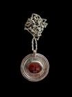 Antique Silver Ben Porat Yosef Agate Pendant Hebrew Kabbalah Amulet Necklace