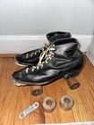 Vintage Mens Hyde Roller Skates Official Roller Derby  W  Chicago Wooden Wheels