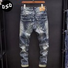 Men Fashion Retro Slim Fit Elastic Denim Jeans Casual Breathable Stretch Pants