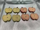 Set  8  Red   Green Realistic Apple Slice Rubber Coasters In Wood Crate