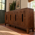 Mid Century Modern Sideboard Buffet Cabinet Wood Carved Doors Tv Stand Console
