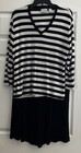 Chico s Travelers Pant Suit Womens 2 Us Large Black White Slinky Knit Pants Top