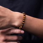 Handmade Natural Tiger Eye Elastic Stretch Bracelet - 8mm Round Gemstone Bead