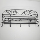 Black Metal Key  mail Rack Wall-mount Letter Holder Wire Basket Organizer Rustic