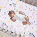 Lambs   Ivy Jazzy Jungle 100  Cotton Safari Baby Fitted Crib Sheet - White