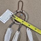 Authentic Navajo Dream Catcher Handcrafted Grey Beads Feathers 2  Diameter