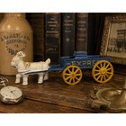 Vintage Cast Iron Goat Express Wagon Toy Blue Yellow White Decorative Antique