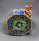 Rare 19th C  Mughal Islamic Silver Enamel Small Quran Box  Hexagonal Antique Box