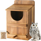 Large Wooden Owl Nesting Box With Stand   Shavings For Outdoor Birds