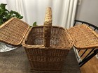 Vintage Large  Woven Wicker Picnic  Carrying  Or Camping Basket