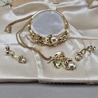Vintage Necklace Bracelet Earring Set Pearl Gold Tone 6 75 Inch
