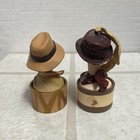 Set Of 2        just The Right Style    Fedora   Feather Flair Hat Trinket Boxes -1999