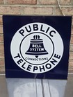 Bell System Public Telephone Double Sided Porcelain  Flange Advertising Sign