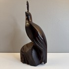 Vintage Ironwood Quail Folk Art Carved Wooden Figurine On Base 11    Mcm
