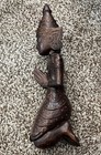 Vintage Wood Carving Art Buddha Figure Kneeling And Praying