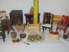 Miniature Dollhouse Furniture Lot Wooden Metal Some Vintage   bb6 