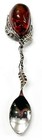 925 Solid Sterling Silver Natural Cognac Baltic Amber Floral Design Nice Spoon