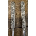 Vintage Norway Pewter Salad Servers Heilag Olav Viking Ship Serving Set 2pc
