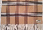 Germany Vintage Cotiera Plaid   Check Beige Blue Cotton Long Mens Fringe Scarf
