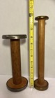2 Vintage Antique Wooden Spools Textile Mill Thread Bobbin Spindle  12      9 25   