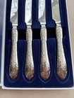 Reed   Barton Hammered Antique Matte - Set Of 4 Steak Knives New