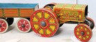 Marx Tin 1920s Wind-up Tractor And 2 Farm Towable Tools Set Non-function Motor