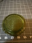 Vintage Olive Green Pressed Glass Ashtray Ribbed Fluted Round 4 Cigarette Rests