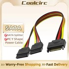 Sata Power Y Splitter Cable 15pin Male To Dual Female Hdd Ssd Power Cord