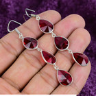 Mozambique Garnet Gemstone 925 Sterling Silver Handmade Jewelry Earrings 2 2 