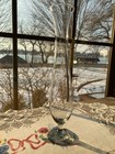 Bud Vase Clear Glass Flower Etched Ruffled Edge 1 9  Diameter  9 9  Tall