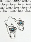 New Beautiful Turquoise Simulated Large Silver Horse Head Dangle Earrings