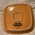 Disney Adventureland Square Plates 4 Dish With Tiki Mask Design Orange Border 