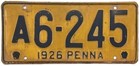 Pennsylvania 1926 License Plate Pair Set A6-245 Original Paint Dmv Clear For Yom