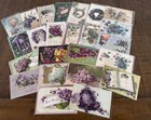 Nice lot Of 25 Vintage greetings Postcards With Violets Flowers in Sleeves r182
