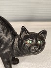 Vintage Cast Iron Black Cat Doorstop Arched Back Green Eyes Hubley Style Antique