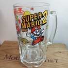 Vintage 1989 Nintendo Super Mario Bros 2 Large Glass Beer Mug Stein 32oz Promo