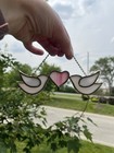 Vintage Stained Glass Doves And Heart Sun Catcher